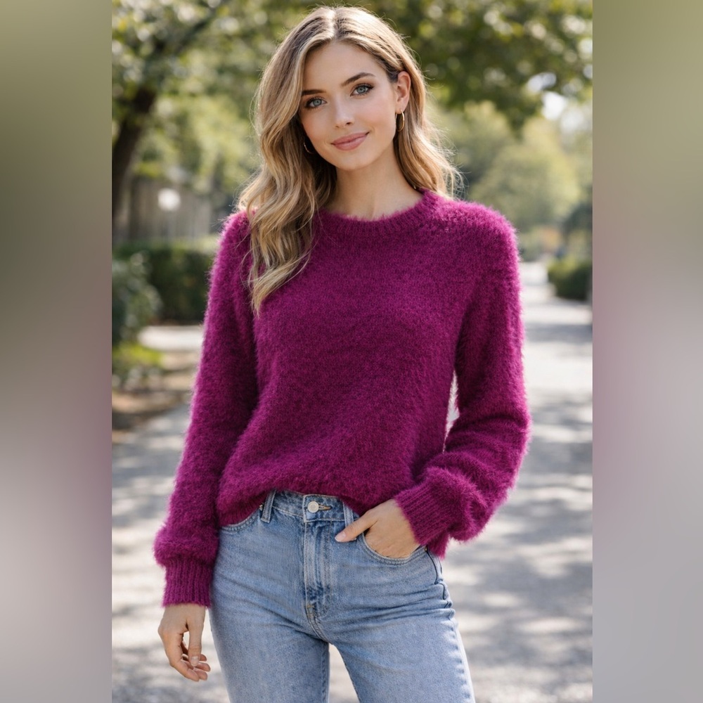 INC Magenta Mulberry Women’s Crew Neck Sweater! S/M - Picture 6 of 6